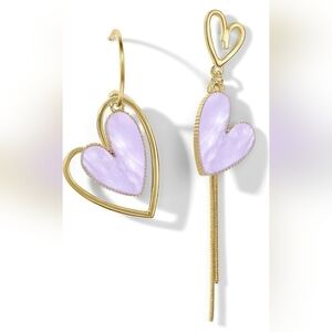 Asymmetrical purple heart earrings